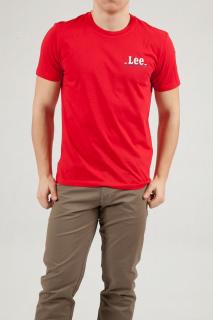 T-shirt Męski Lee Small Logo Tee Bright Red L62GFQEF