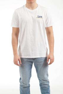 T-shirt Męski Lee Small Logo Tee Bright White L62GFQLJ