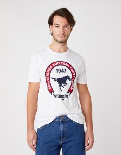 T-shirt Męski Wrangler Short Sleeve Americana Tee In White W7AGD3989