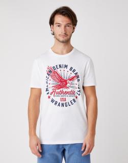 T-shirt Męski Wrangler Short Sleeve Classic Americana In White W7AHD3989