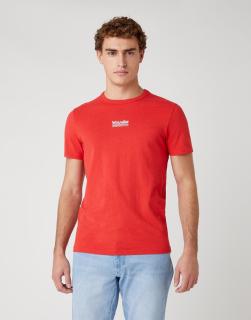 T-shirt Męski Wrangler Short Sleeve Seas Logo Tee In Rococco Red W7AKGFXA4