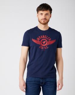T-shirt Męski Wrangler Ss Americana Tee Navy W7MND3114