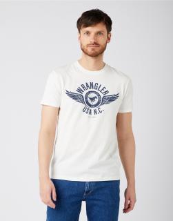 T-shirt Męski Wrangler Ss Americana Tee Off White W7MND3737