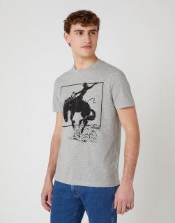 T-shirt Męski Wrangler Ss Graphic Horse Tee Mid Grey Mel W7H1D3X37