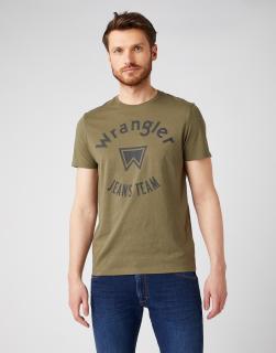 T-shirt Męski Wrangler Ss Jeans Team Tee Ivy Green W7MLD3XIX