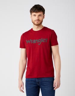 T-shirt Męski Wrangler Ss Logo Tee Biking Red W7MMD3X2G