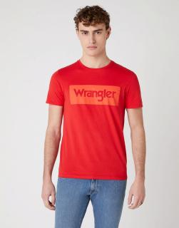 T-shirt Męski Wrangler Ss Logo Tee Mars Red W742FKX3A