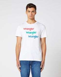 T-shirt Męski Wrangler SS Repeat Tee White W7D7D3989