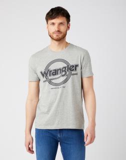 T-shirt Męski Wrangler Ss Round Logo Tee Mid Grey Mel W7MPD3X37