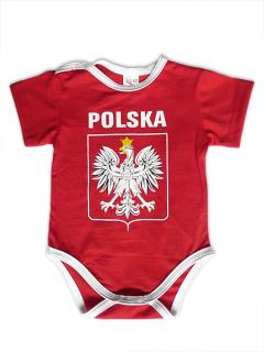 Body POLSKA 100% Bawełna czerwone - godło duże