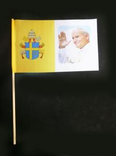 Flaga Papieska WATYKANU Herb, Zdjęcie Jan Paweł II 40x 25 cm