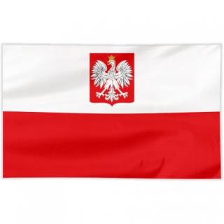 FLAGA POLSKA  100/60cm z GODŁEM POLSKI 100cmx60cm