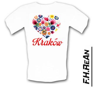 Koszulka unisex Kraków serce z kwiatami