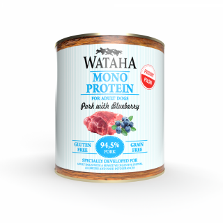 WATAHA MONO PUSZKA DLA PSA 94,5% WIEPRZOWINA Z BORÓWKĄ 800G 800g