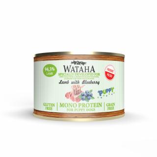 WATAHA MONO PUSZKA DLA PSA PUPPY 94,3% JAGNIĘCINA Z BORÓWKĄ AMERYKAŃSKĄ 185G 185g