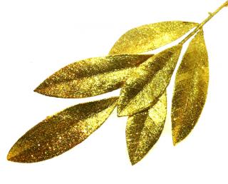 Gałązka PALMA brokat liście GOLD