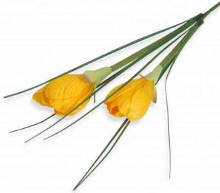 Krokus gałązka podwójna Yellow sztuczne kwiaty jak żywe