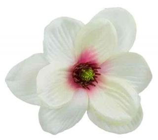 Magnolia główka kwiat 11 cm kolor  White / Pink sztuczne kwiaty