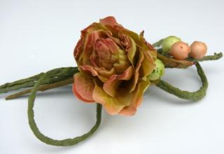 Róża STROIK z ozdobami Green/Pink sztuczne kwiaty - Stroik