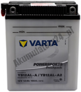 VARTA YB12AL-A2 YB12AL-A 12V 12Ah 160A P+