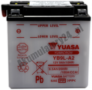 YUASA YB9L-A2 12V 9,5Ah 100A + KWAS