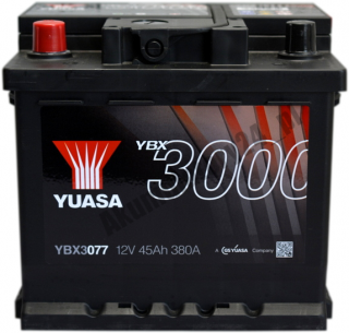 Yuasa YBX 3077 12V 45Ah 380A L+ Yuasa YBX3077 12 V 45 Ah 380 A L+