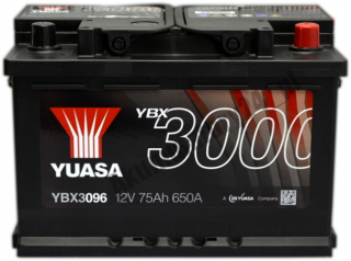 Yuasa YBX 3096 12V 75Ah 650A P+ Yuasa YBX3096 12 V 75 Ah 650 A P+