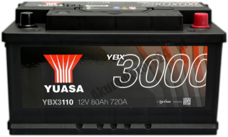 Yuasa YBX 3110 12V 80Ah 720A P+ Yuasa YBX3110 12 V 80 Ah 720 A P+