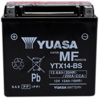 YUASA YTX14-BS YTX14H-BS 12V 12,6Ah 200A L+