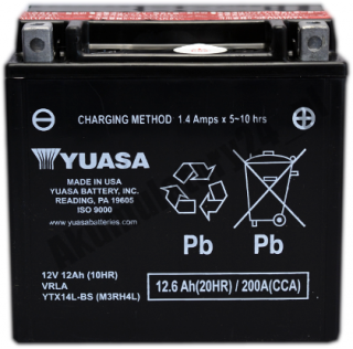 YUASA YTX14L-BS 12V 12,6Ah 200A P+