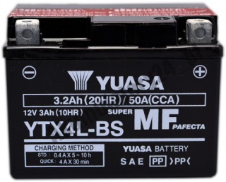 YUASA YTX4L-BS 12V 3,2Ah 50A P+