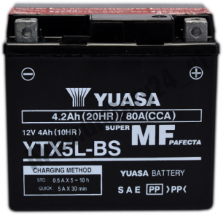 YUASA YTX5L-BS YT5L-BS 12V 4,2Ah 80A P+