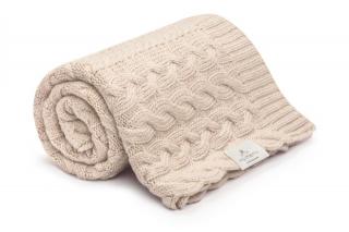 Kocyk warkocz ze 100% wełny merino warm beige - premium collecion