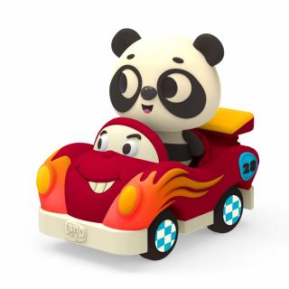 Miękkie autko sensoryczne - wyścigówka z pandą