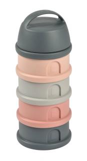 Pojemniki na mleko w proszku 4 komory mineral grey/pink