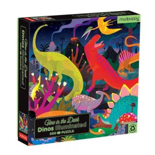 Puzzle rodzinne świecące w ciemności Dinozaury 500 elementów