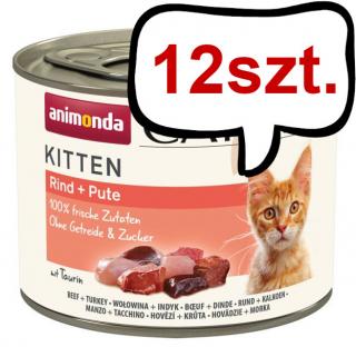 Animonda Carny Kitten Wołowina i indyk Mokra Karma dla kociąt op. 200g Pakiet 12szt.