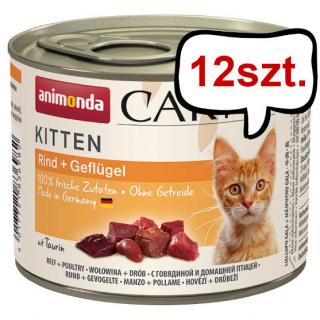 Animonda Carny Kitten Wołowina z drobiem Mokra Karma dla kociąt op. 200g Pakiet 12szt.