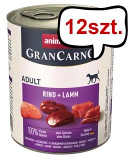 Animonda GranCarno Adult wołowina z jagnięciną Mokra Karma dla psa op. 800g Pakiet 12szt.