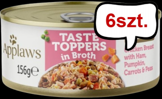 Applaws Taste Toppers Chicken Breast with Ham Mokra Karma dla psa op. 156g PUSZKA Pakiet 6szt.