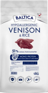Baltica Hypoallergenic Adult Large VenisonRice Sucha karma dla psa op. 12kg + Eko Torba GRATIS