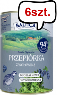 Baltica Smaki Regionów Adult Przepiórka z Wołowiną Mokra Karma dla psa op. 400g Pakiet 6szt.