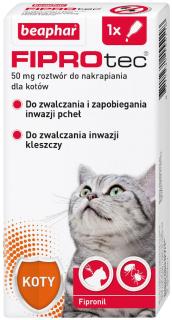 Beaphar FIPROtec Spot-on Krople na kleszcze i pchły dla kota op. 1 pipeta [Data ważności: 09.11.2025]