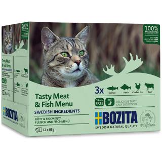 Bozita Adult Tasty MeatFish Menu w galaretce Mokra Karma dla kota op. 12x85g + 12x85g GRATIS