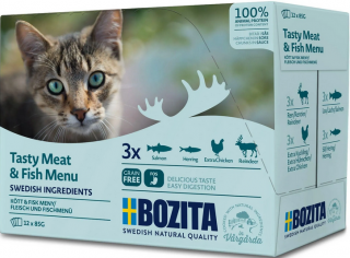 Bozita Adult Tasty MeatFish Menu w sosie Mokra Karma dla kota op. 12x85g