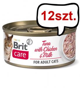 Brit Care Adult Tuna with ChickenMilk Mokra Karma dla kota op. 70g Pakiet 12szt. [Data ważności: 20.08.2024]