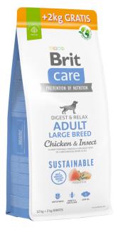 Brit Care Sustainable Adult Large Breed ChickenInsect Sucha Karma dla psa op. 12kg + 2kg GRATIS