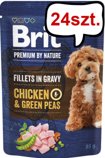 Brit Premium Adult ChickenGreen Peas Fillets in Gravy Mokra Karma dla psa op. 85g Pakiet 24szt.