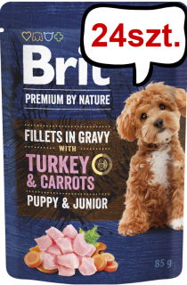 Brit Premium Junior TurkeyCarrot Fillets in Gravy Mokra Karma dla psa op. 85g Pakiet 24szt.