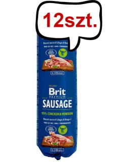 Brit Premium Sausage Adult ChickenVenison Mokra Karma dla psa op. 800g Pakiet 12szt.